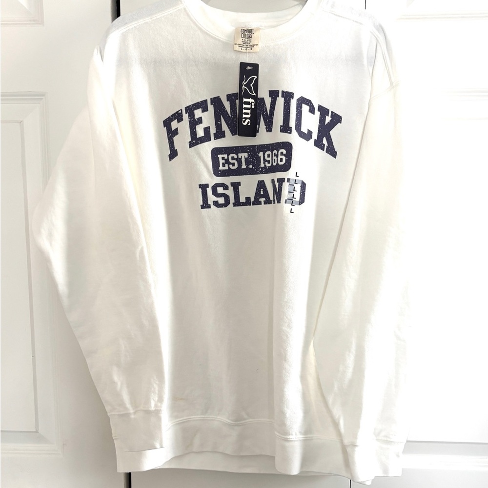 White Fenwick Island Cotton Sweatshirt - Unisex Sz L